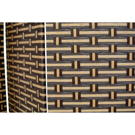 Biombo negro y avellana de papel trenzado montado sobre bastidores de madera (180x180x2)