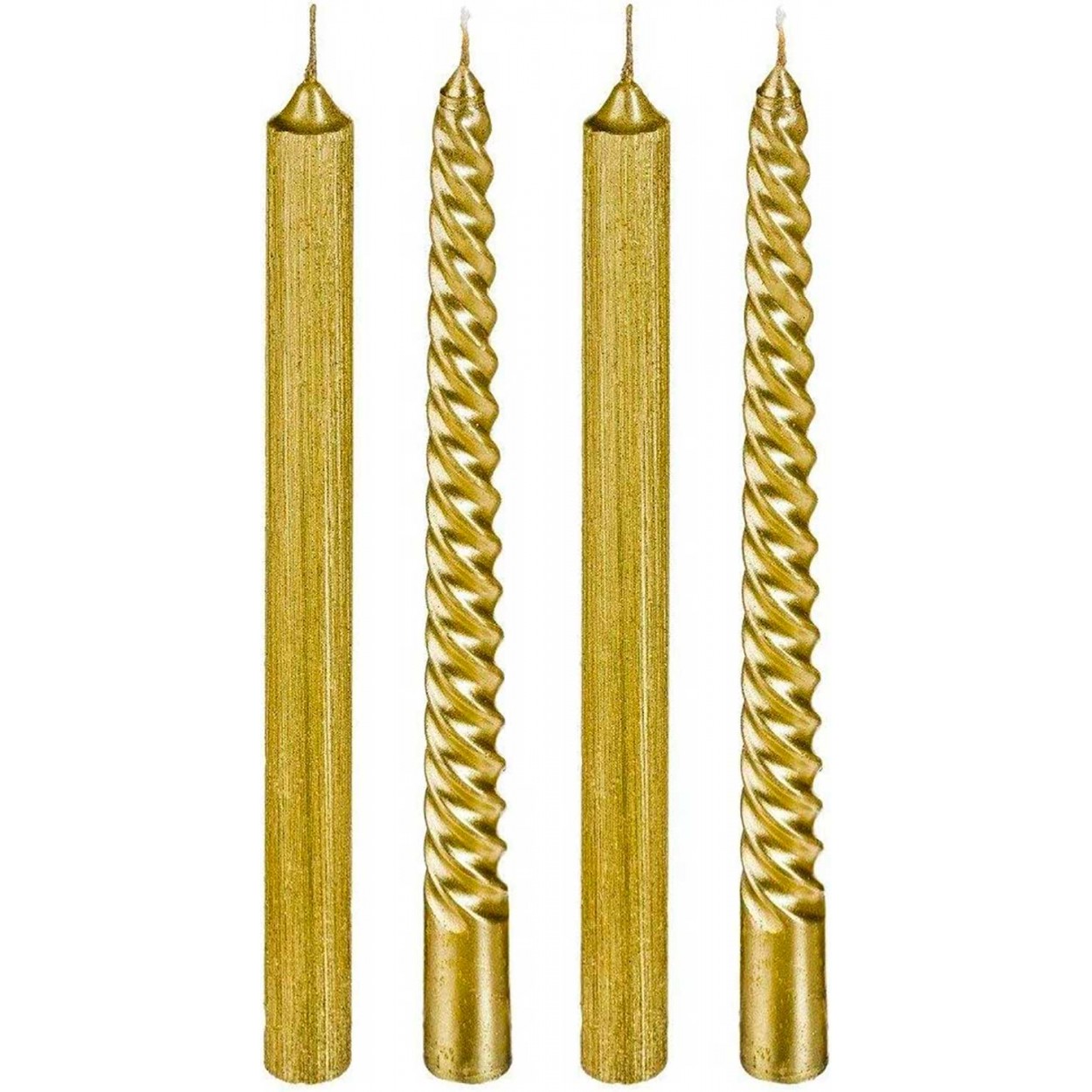 VELA CANDELABRO CÓNICAS NAVIDEÑA 25CM SET 4 DORADAS