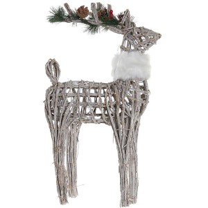 RENO NAVIDEÑO MIMBRE PIÑA 60CM BLANCO