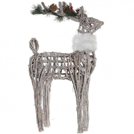RENO NAVIDEÑO MIMBRE PIÑA 60CM BLANCO