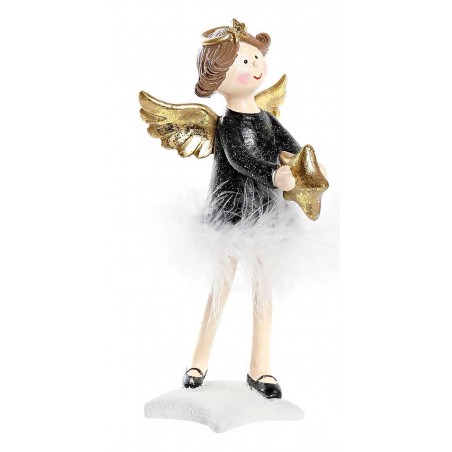 FIGURA NAVIDEÑA ANGEL ESTRELLA RESINA 8X9X20CM