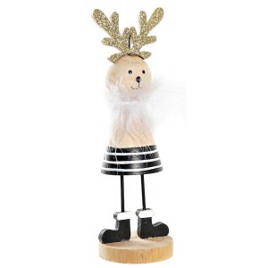 FIGURA NAVIDAD RENO BLANCO Y NEGRO 6,5X6,5X21,5CM