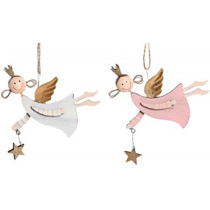 DECORACIÓN COLGANTE ÁNGEL ESTRELLA NAVIDEÑO DECORATIVO 13X4X14CM