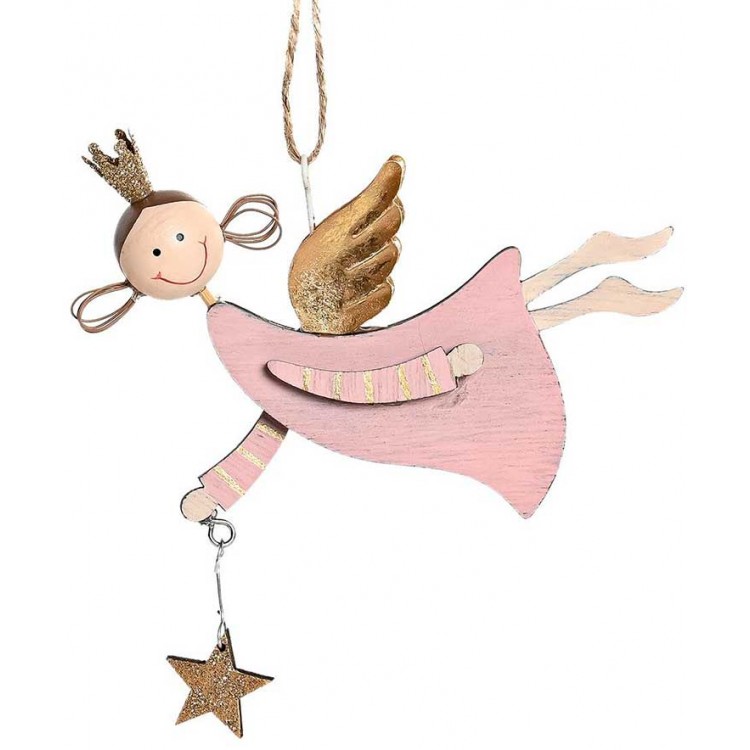 DECORACIÓN COLGANTE ÁNGEL ESTRELLA NAVIDEÑO DECORATIVO 13X4X14CM