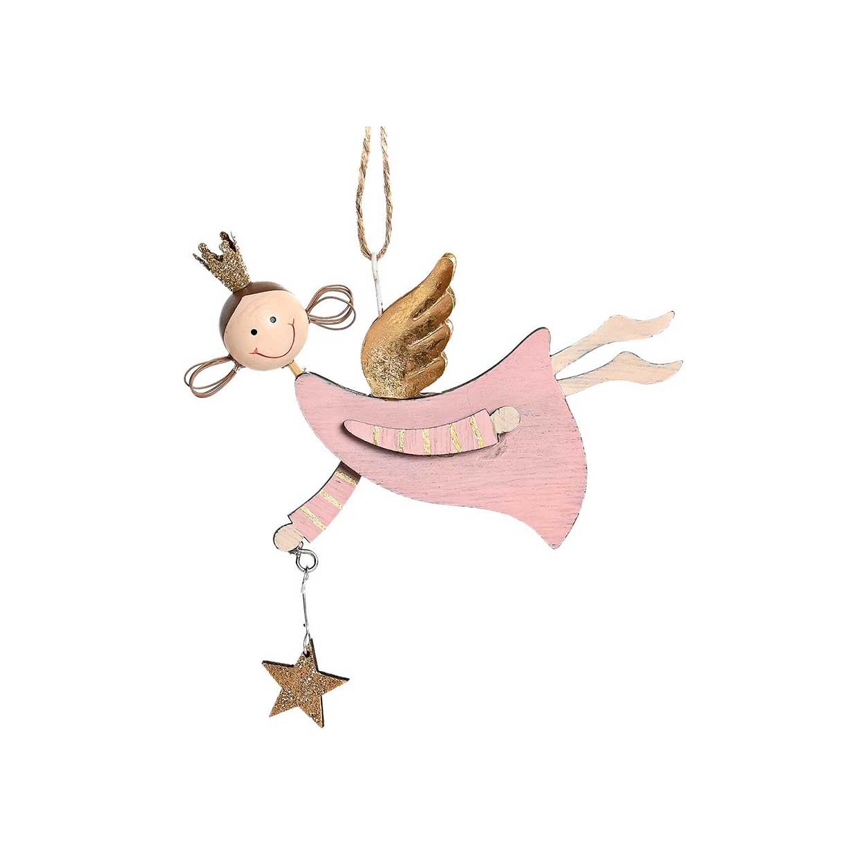 DECORACIÓN COLGANTE ÁNGEL ESTRELLA NAVIDEÑO DECORATIVO 13X4X14CM