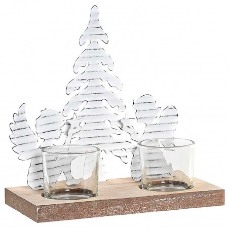 PORTAVELAS DECORATIVO NAVIDEÑO BLANCO 18X9X18CM