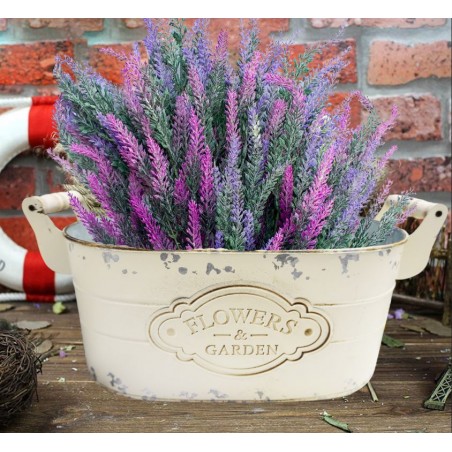 MACETERO BLANCO DE METAL "FLOWERS & GARDEN"