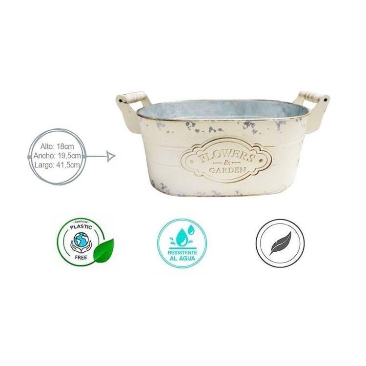 MACETERO BLANCO DE METAL "FLOWERS & GARDEN"