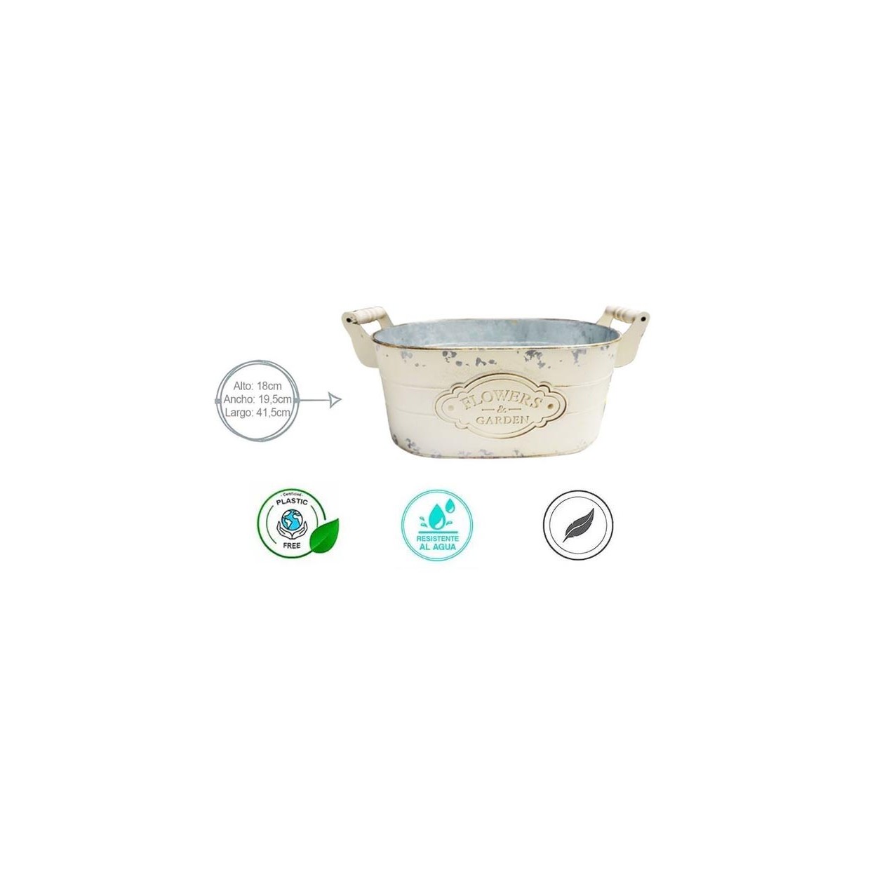MACETERO BLANCO DE METAL "FLOWERS & GARDEN"