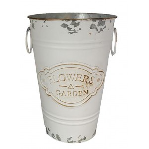 MACETERO VINTAGE BLANCO DE METAL