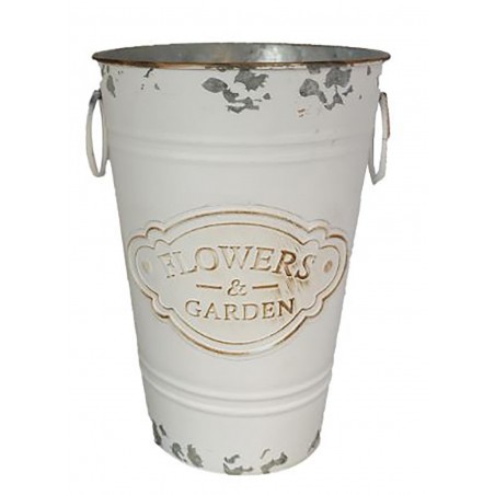 MACETERO VINTAGE BLANCO DE METAL