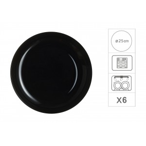 PLATO LLANO NEGRO Ø25 CM