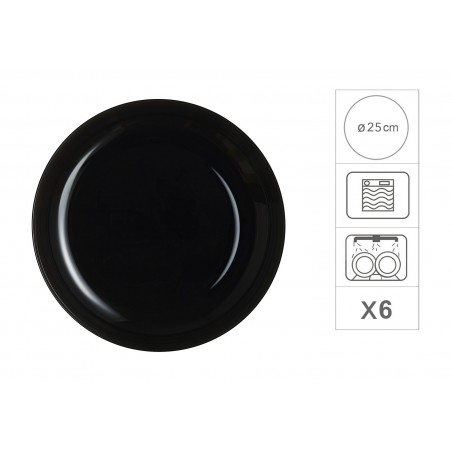 PLATO LLANO NEGRO Ø25 CM