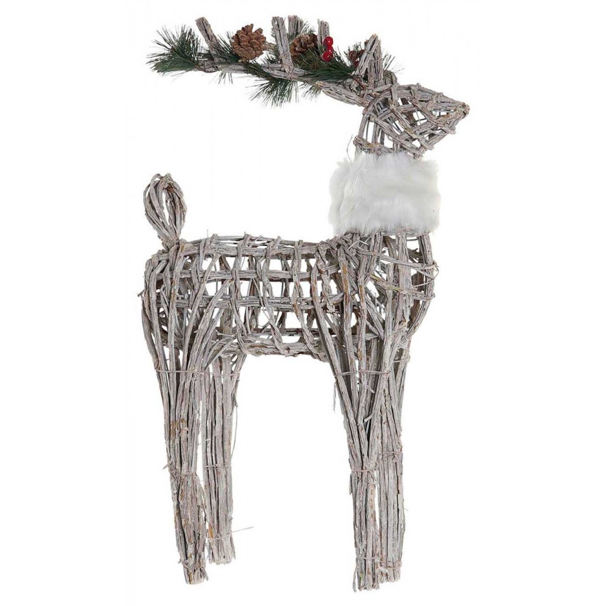 RENO NAVIDEÑO DECORATIVO LED MIMBRE 60CM BLANCO