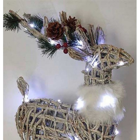 RENO NAVIDEÑO DECORATIVO LED MIMBRE 60CM BLANCO