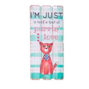 Cuadro decorativo para salón de madera con ilustración de gatos Hogar y mas