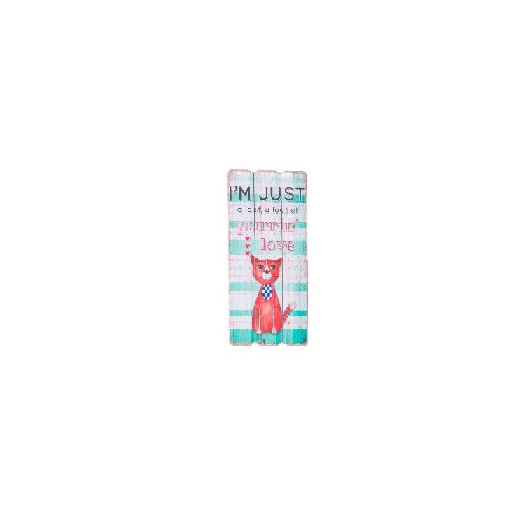 Cuadro decorativo para salón de madera con ilustración de gatos Hogar y mas