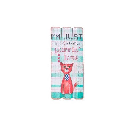 Cuadro decorativo para salón de madera con ilustración de gatos Hogar y mas