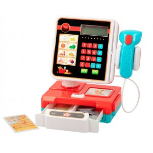CAJA REGISTRADORA JUGUETE ROJA CON SONIDO Y LUCES