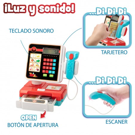 CAJA REGISTRADORA JUGUETE ROJA CON SONIDO Y LUCES