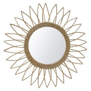 Mirror Circular Wall of Natural Rattan, Decorative Mirrors Original. Decoration Bedroom/Bathroom ø51,5 cm