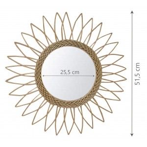 Espejo Pared Circular de Ratán Natural, Espejos Decorativos Originales. Decoración Dormitorio/Baño ø51,5 cm