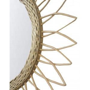 Espejo Pared Circular de Ratán Natural, Espejos Decorativos Originales. Decoración Dormitorio/Baño ø51,5 cm