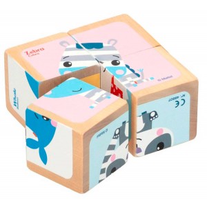 PUZZLE MADERA CUBOS ANIMALES