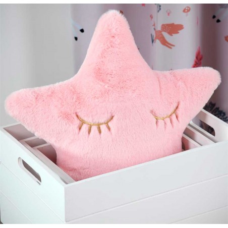 COJÍN INFANTIL DECORATIVO ESTRELLA ROSA 40X40CM