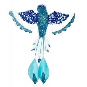 COLIBRI DECORATIVO COLGANTE PURPURINA 11X5X13CM