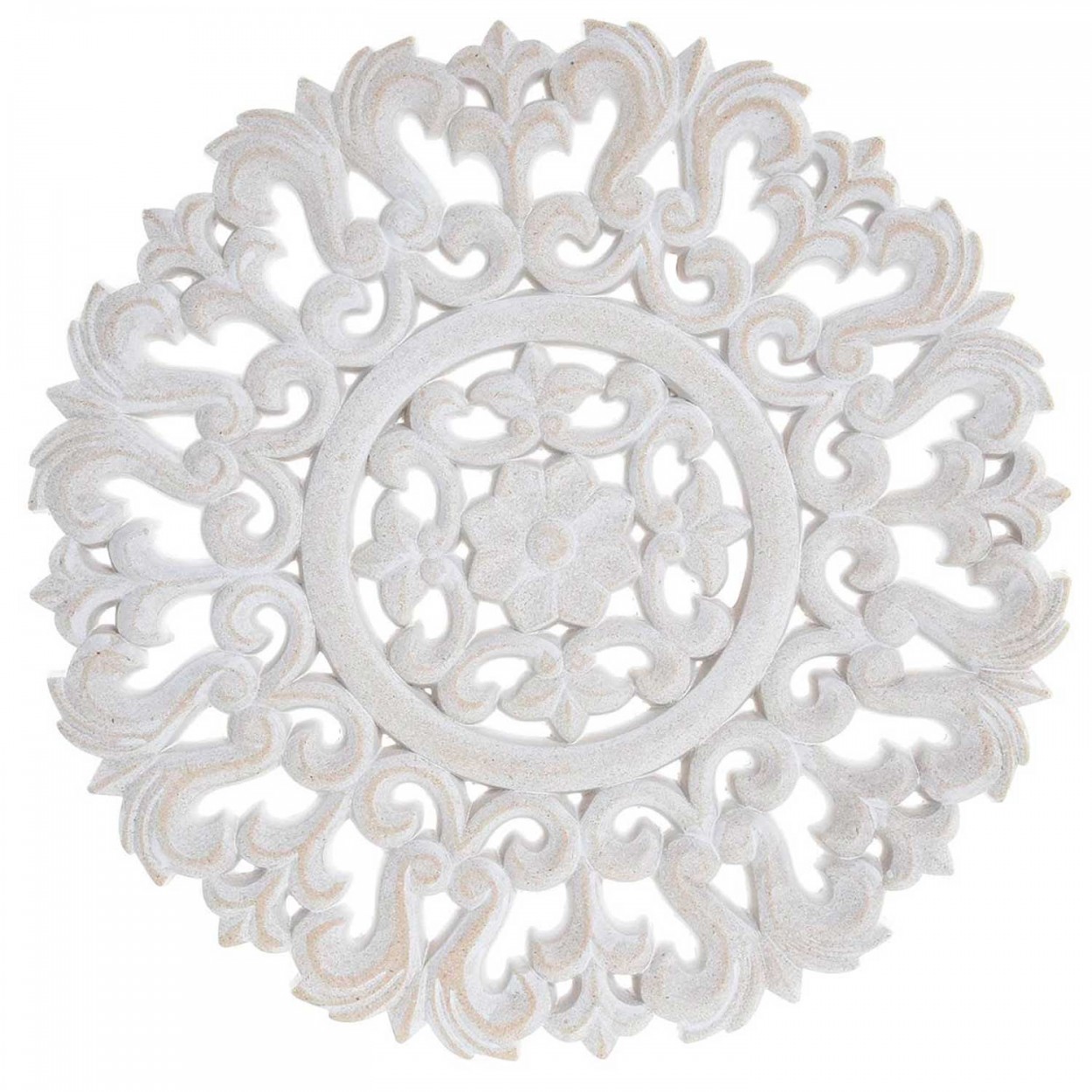 DECORACIÓN PARED RETABLO TALLADO CIRCULAR MDF FLOWER 30x30CM