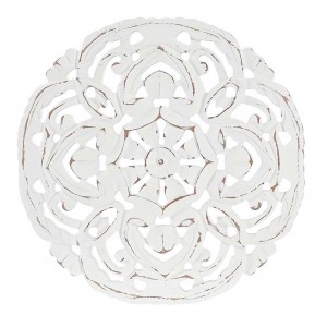 DECORACIÓN PARED RETABLO TALLADO CIRCULAR MDF MANDALA FLOR 30x30CM