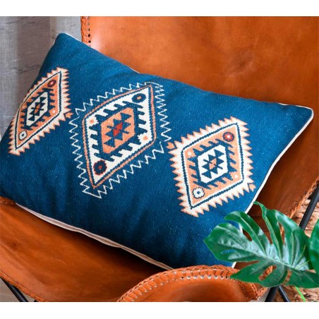 COJIN DECORATIVO RECTANGULAR ETNICO AZUL 40X60CM