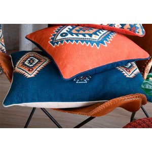 COJIN DECORATIVO RECTANGULAR ETNICO AZUL 40X60CM