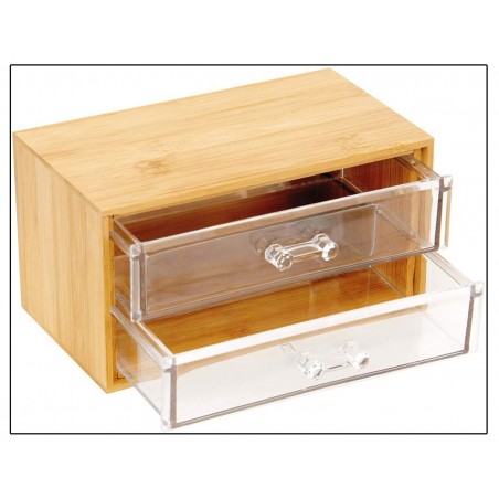 ORGANIZADOR COSMÉTICOS BAMBÚ METACRILATO DOBLE 18,8X11,4X9,1CM