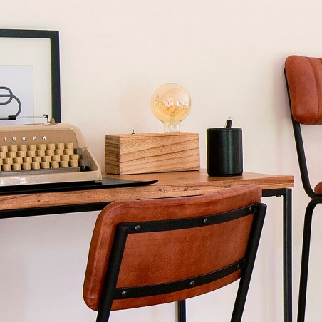 LÁMPARA  DE MESA  MADERA VINTAGE BULTY