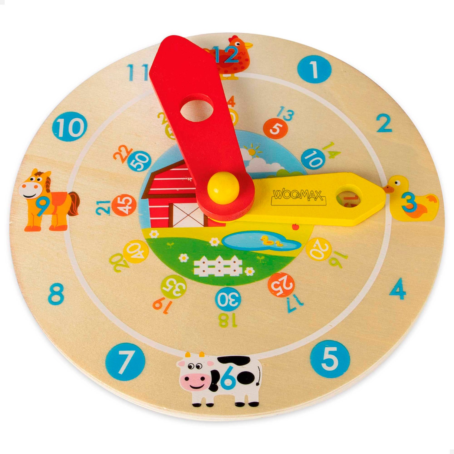 RELOJ EDUCATIVO MADERA INFANTIL ANIMALES 18,5x3,5x18,5CM