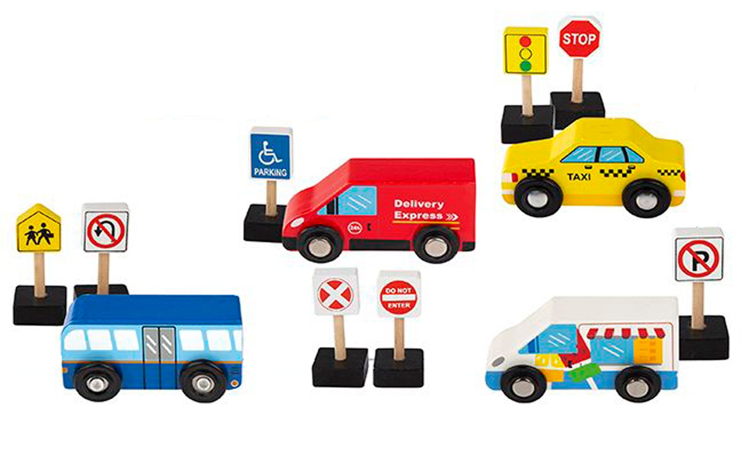 SET VEHICULOS Y SEÑALES MADERA