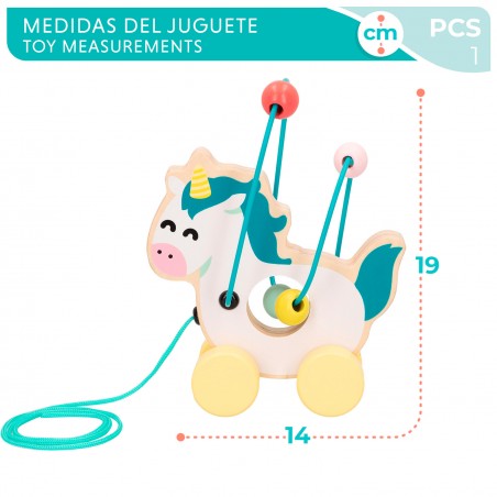 JUGUETE ABACO ARRASTRADOR MADERA UNICORNIO WONDERFUL