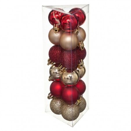 *TARA* BOLAS DE NAVIDAD ROJAS Y DORADAS SET 17 Ø3CM