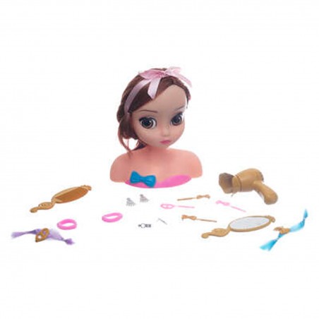 JUEGO PELUQUERIA CABEZA MUÑECA + ACCESORIOS