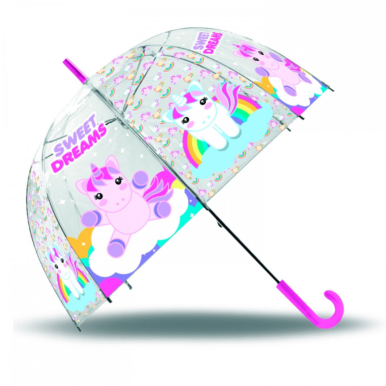 PARAGUAS INFANTIL MANUAL TRANSPARENTE UNICORNIO SWEET DREAMS Ø69CM
