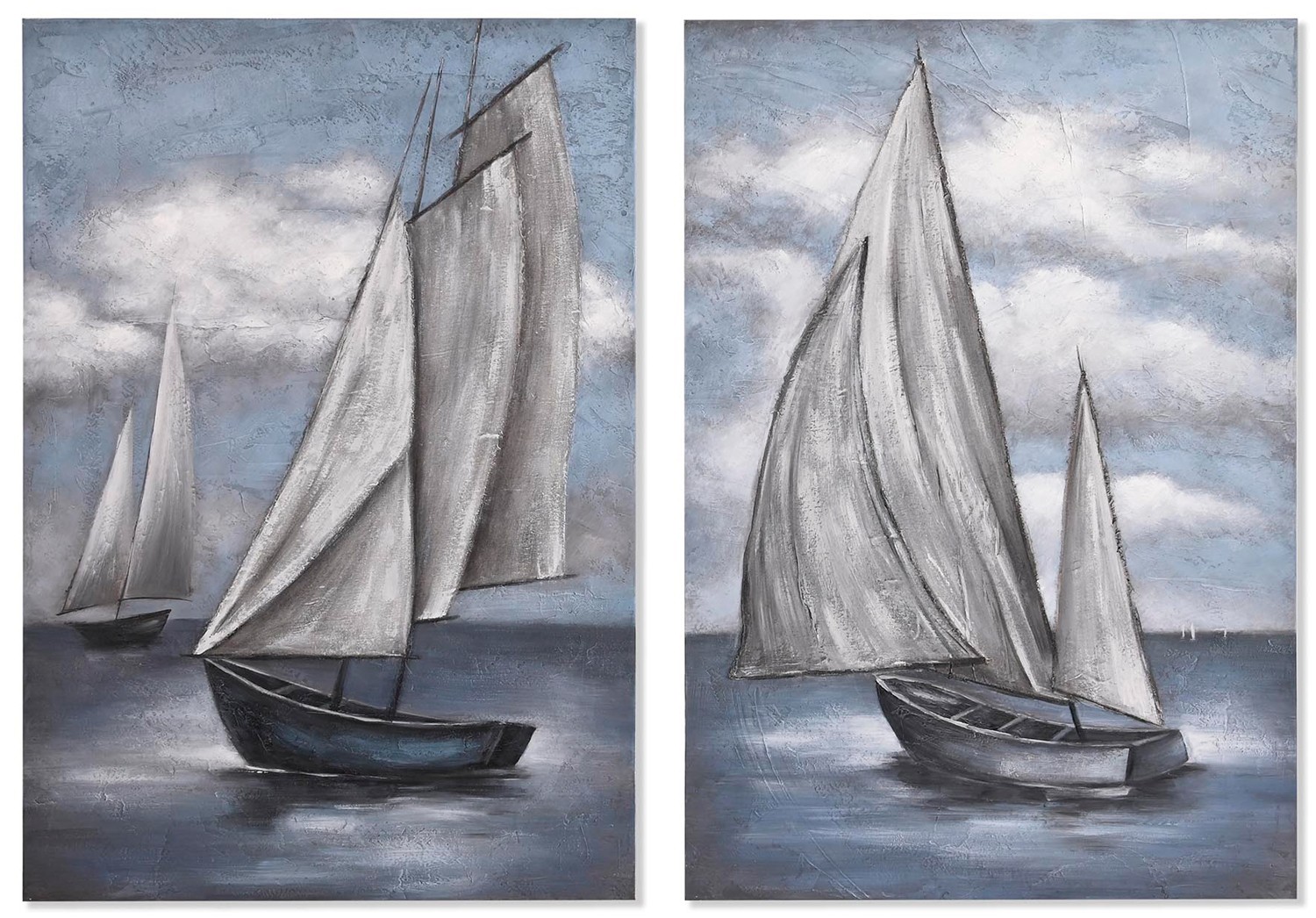 CUADRO LIENZO MADERA DECORATIVO VELEROS 80X2,8X120CM
