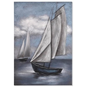 CUADRO LIENZO MADERA DECORATIVO VELEROS 80X2,8X120CM
