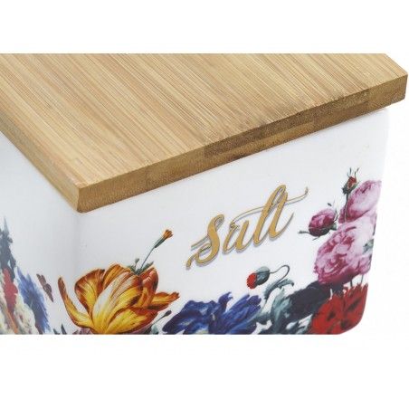 SALERO COCINA ORIGINAL FLORAL TAPA BAMBU 750ML TARRO CONSERVAS 11X11x11 cm