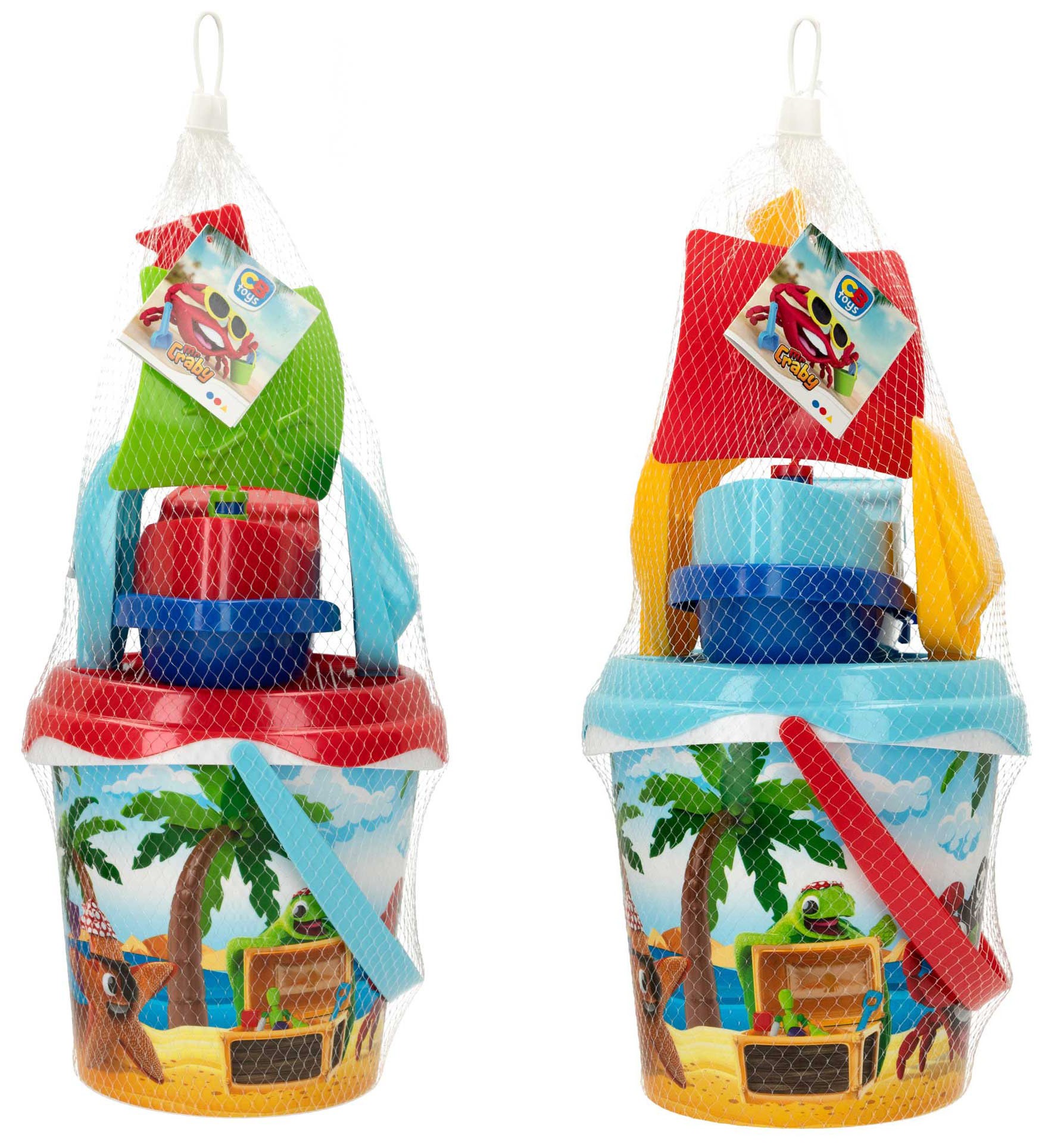 Cube Plein service de Plage pour les Enfants avec le Râteau, la Pelle, et un Bateau Pirate. 2 Modèles au choix, Jouet pour