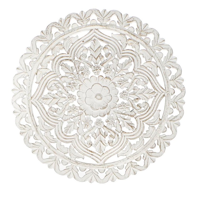 DECORACIÓN PARED RETABLO TALLADO MDF MANDALA FLOWER 40x40CM