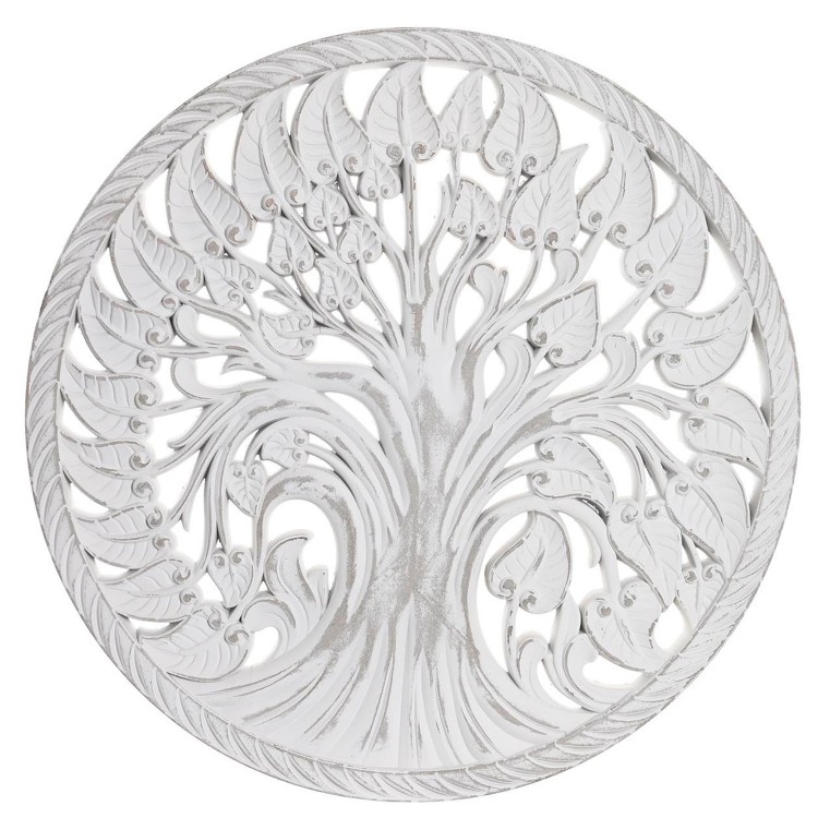 DECORACIÓN PARED RETABLO TALLADO CIRCULAR MDF ÁRBOL DE LA VIDA 60x60CM