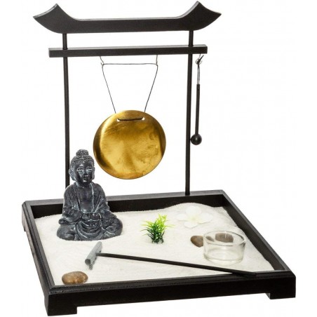 Jardín Zen Decoración Buda y Bong, Portavelas 26x26x26 cm