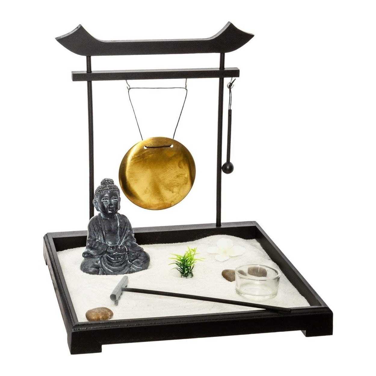 Jardín Zen Decoración Buda y Bong, Portavelas 26x26x26 cm